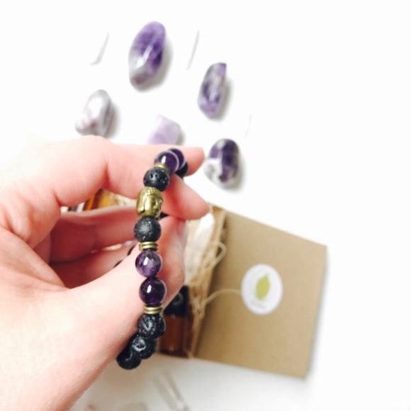 Last 1! 🌟Amethyst & Lava Stone Bracelet Set - Picture 2 of 6